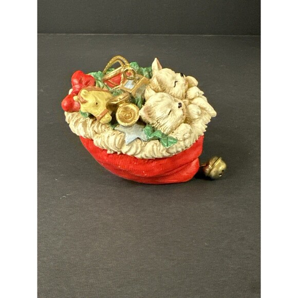 Vintage Christmas Ornament Kittens in Red Stocking with Toys & Bell - Picture 4 of 6